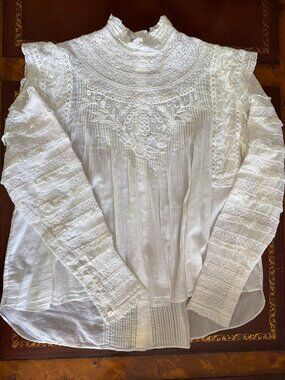Isabel Marant "Guilia Top" Ivory lace embroidered top, French size 42.